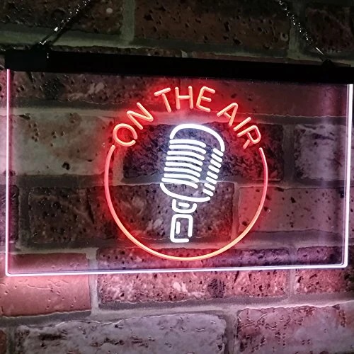 Microphone Old School On The Air Dual LED Neon Light Sign
